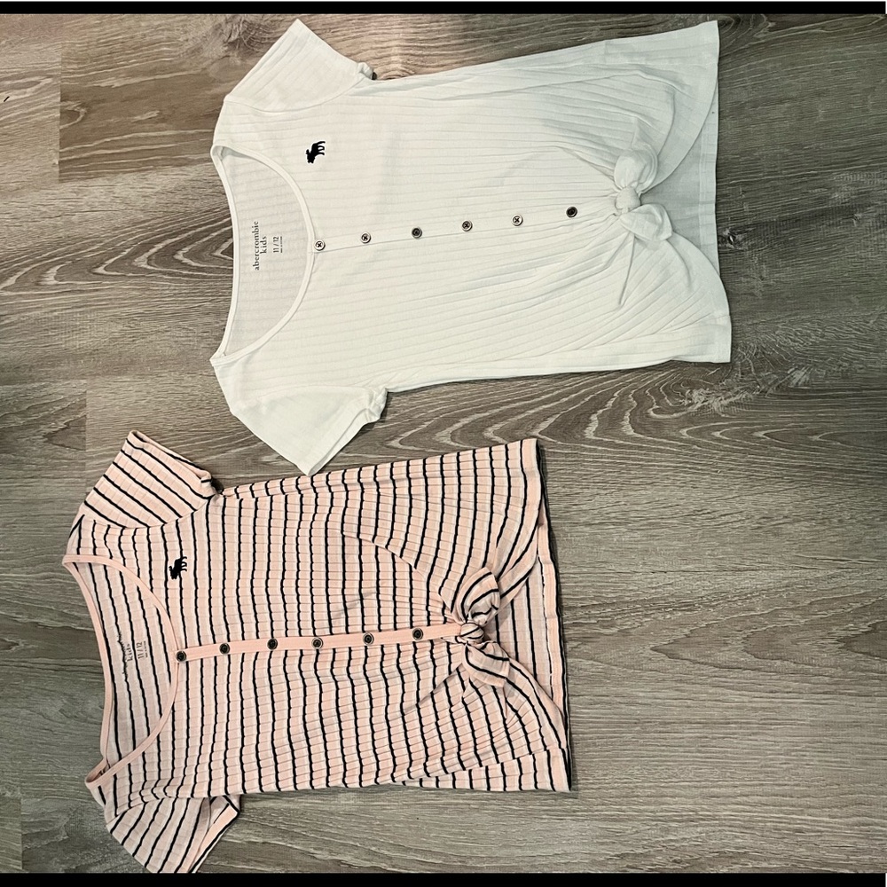 Girls Abercrombie & Fitch Dressy Tops White, and Pink & Navy striped Size 11/12